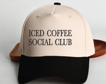 Personalized Embroidered Dad Hat | Custom Text Baseball Cap | Two-Tone Uncle Bucket Hat | Bachelor Party, Mama Hat, Iced Coffee Club