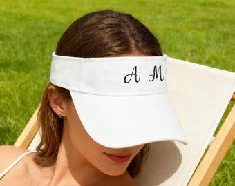 Personalized Embroidered Visor Hat for Women, Custom Text Sun Visor, Minimalist Beach Vacation Sports Cap
