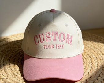 Personalized Embroidered Hat, Custom Text Hat, Bridesmaid Gift, Bachelorette Party Hat, Name Hat, Pink Cap, Gift for Her, Custom Cap