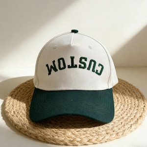 Personalized Upside-Down Embroidered Trucker Hat, Custom Bachelorette Gift, 5 Panel Two-Tone Hat