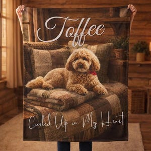 Custom Pet Photo Blanket, Dog Name Rustic Plaid Cabin Throw, Cozy Lodge Patchwork Fleece, Memorial Keepsake, Farmhouse Home Decor Accent