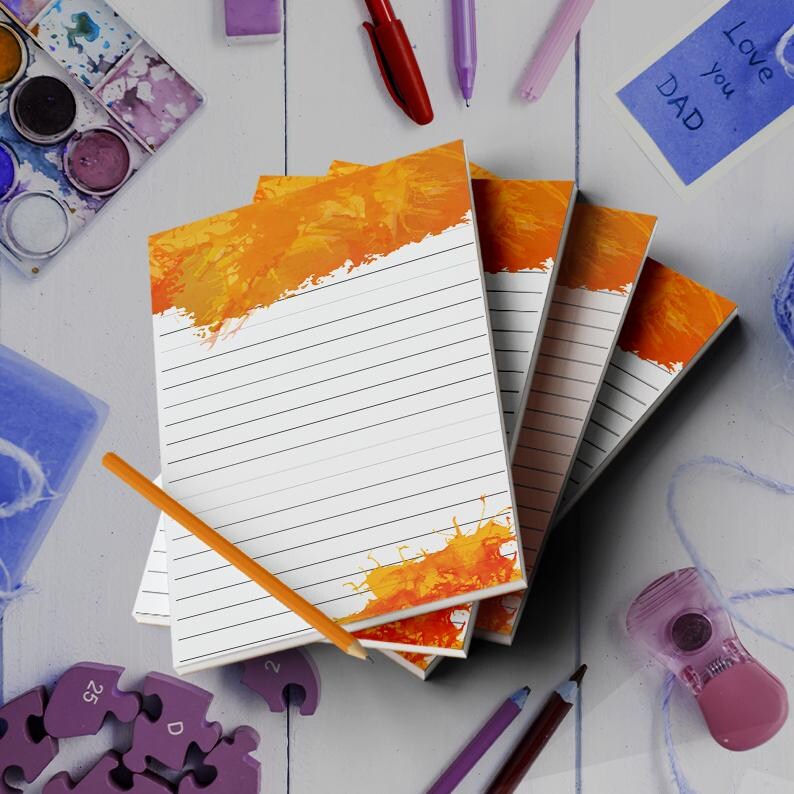 A3 Ruled Notepad With Artistic Orange Border – Creative Spiral Notebook ...
