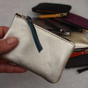 Kleine Leder Geldbörse, Metallic Leder Geldbörse, Kleine Rindsleder Beutel, Wildleder Beutel, Foxcombe Münzbeutel