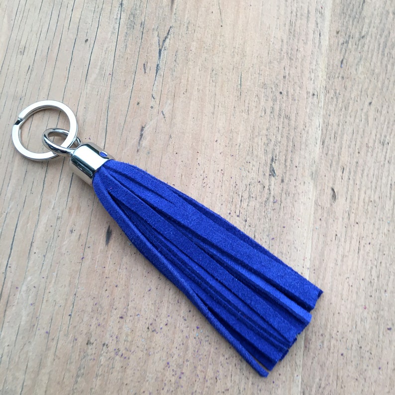 Tassel Keyring Royal Blue Tassel Keyring Suede Keyring Etsy