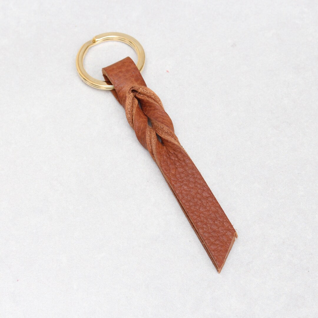 Twist Key Rings Tan Leather Keyring With Twist Detail - Etsy