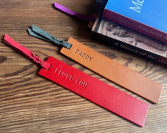 Personalised Leather Bookmark, Bookmark with contrasting Suede Twist.