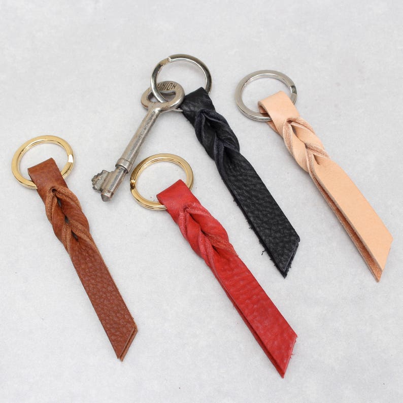 Twist Key Rings Tan Leather Keyring With Twist Detail - Etsy