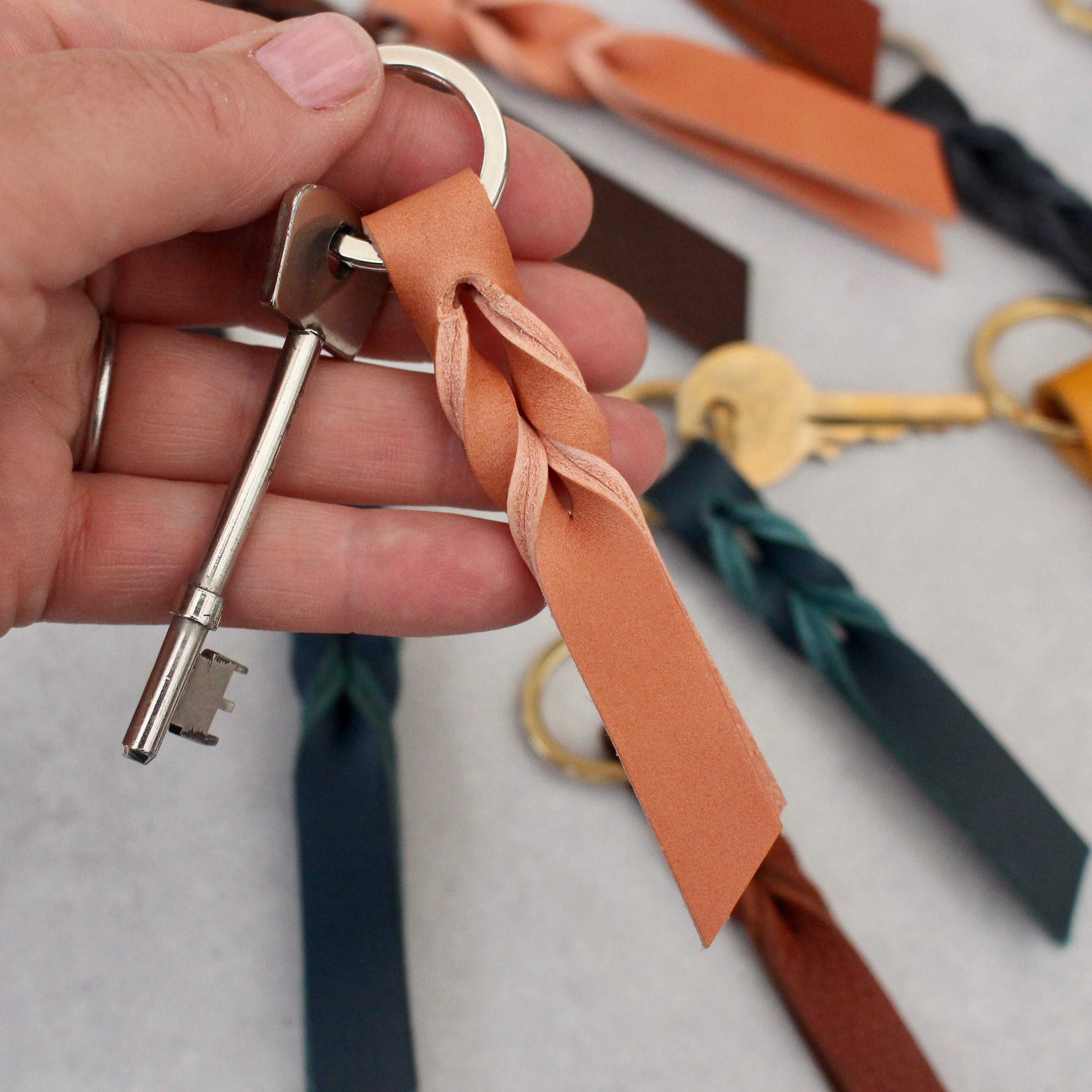 Recycled Leather Keychain Leather Keyfob Key Accessories Wax