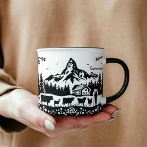 PNG 300 DPI Schweiz Matterhorn-silhuett – SVG ingår (Panorama, Alperna, Pappersutklipp)