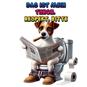 4er-Bundle Lustige Hunde auf dem Klo – Funny Dog Toilet Cliparts | PNGs für Sublimation, T-Shirts, Sticker, Tassen | Instant Download