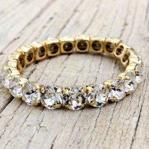 Swarovski Bracelet Gold CRYSTAL CLEAR Diamonds Charm Bracelet Gold Swarovski Crystal Bracelet Tennis bracelet image 1