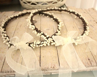 Ivory WEDDING Crowns - Wedding Greek Stefana cream berries STEFANA Wedding Crowns - Off white Orthodox Stefana - Bridal wreaths Crowns