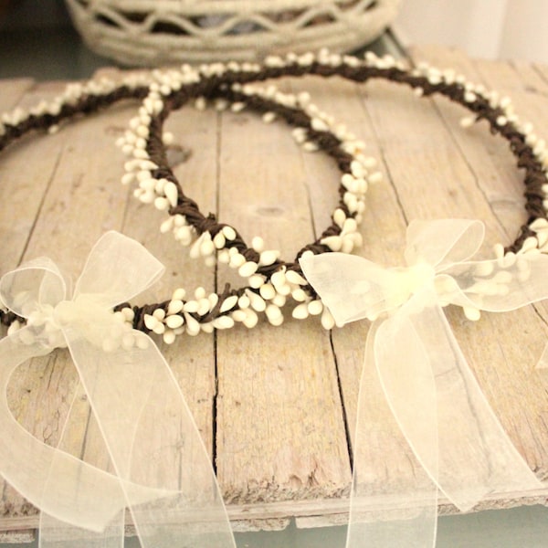 Ivory WEDDING Crowns - Wedding Greek Stefana cream berries STEFANA Wedding Crowns - Off white Orthodox Stefana - Bridal wreaths Crowns