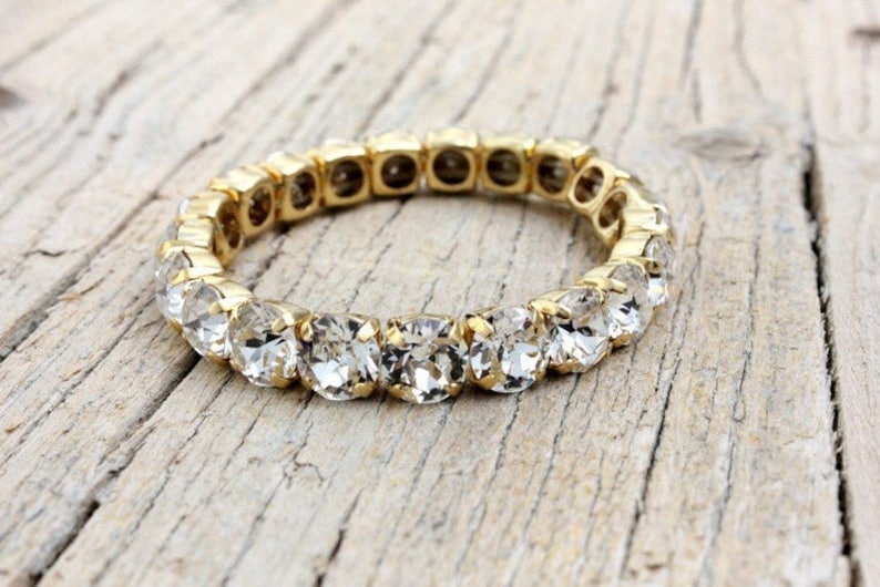 Swarovski Bracelet Gold CRYSTAL CLEAR Diamonds Charm Bracelet Gold Swarovski Crystal Bracelet Tennis bracelet image 1