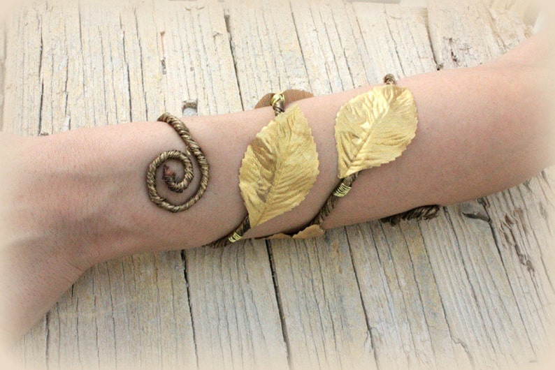 Gold ATHENA Forearm Woodland Cuff Bohemian Bracelet Floral Etsy