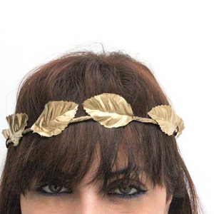 ATHENA Greek FOREST CROWN Halo Woodland Wreath, gold leafs, gold leaves, Flower Girls , Whimsical, Woodland Wreath, Amazon head band image 1