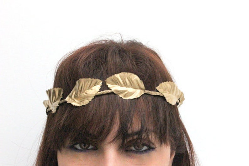 ATHENA Greek FOREST CROWN Halo Woodland Wreath, gold leafs, gold leaves, Flower Girls , Whimsical, Woodland Wreath, Amazon head band image 1