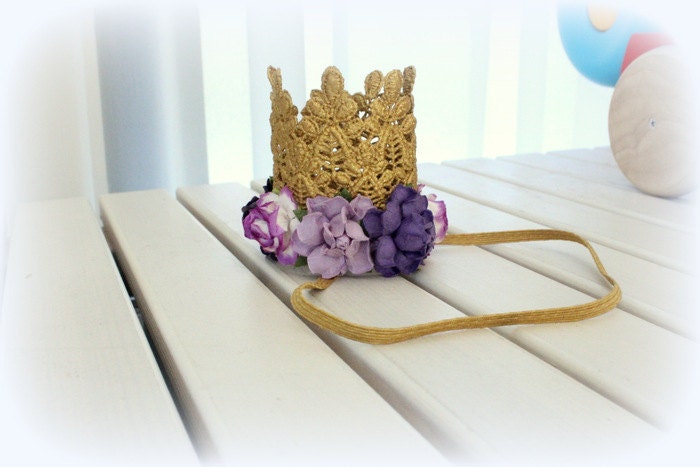 Gold Lace Baby Crown: Sofia the First Inspired, Purple  display picture 2