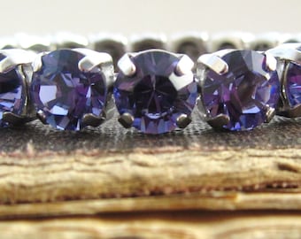 TANZANITE Swarovski Diamonds Bracelet Jewel Rhinestone Vintage Charm Lavender Bangle