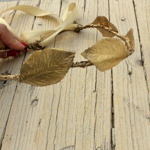 ATHENA Greek FOREST CROWN Halo Woodland Wreath, gold leafs, gold leaves, Flower Girls , Whimsical, Woodland Wreath, Amazon head band image 4