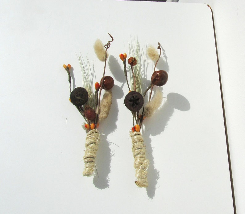 HARVEST BOUTONNIERE SET of 2 Wheat Buttonhole Rustic for Etsy