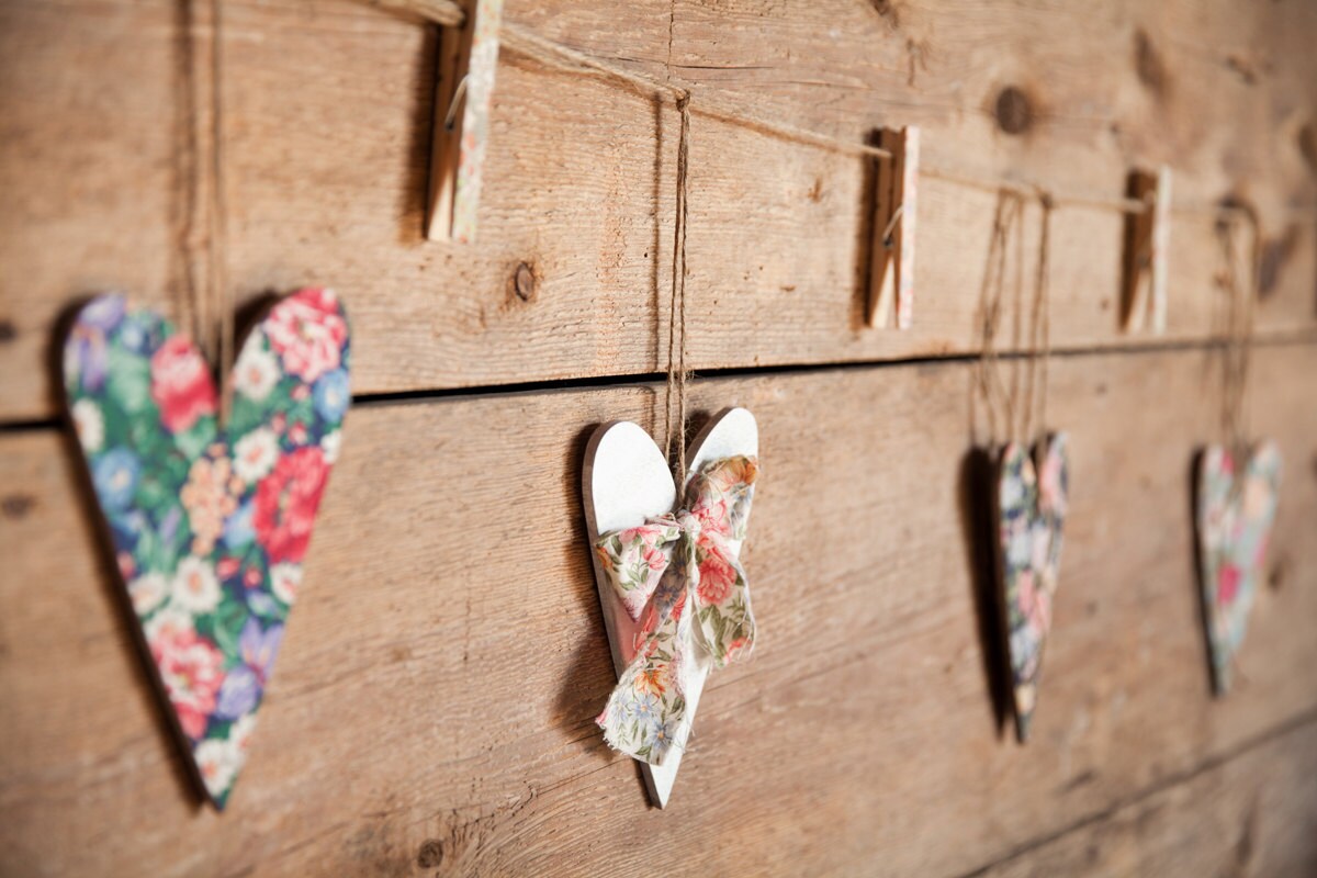FLORAL HEART Wedding Wooden Heart Rustic Bohemian Decoration, Choose