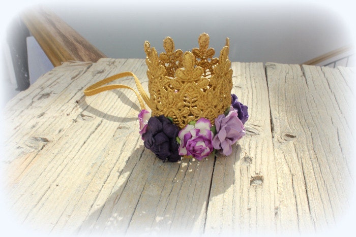 Gold Lace Baby Crown: Sofia the First Inspired, Purple  display picture 1