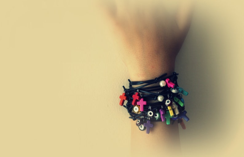 Rubber cross bracelets set of 10 black rubber bracelets with cross