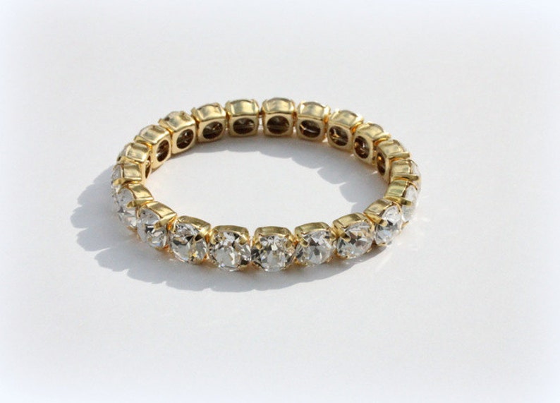 Swarovski Bracelet Gold CRYSTAL CLEAR Diamonds Charm Bracelet Gold Swarovski Crystal Bracelet Tennis bracelet image 2