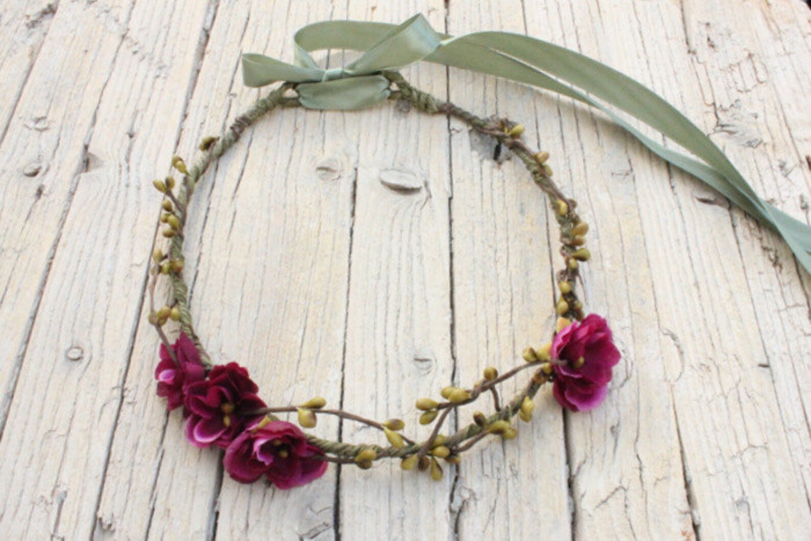 DELILAH Dark Purple Woodland Crown, Bridal Flower Crown, Woodland Boho