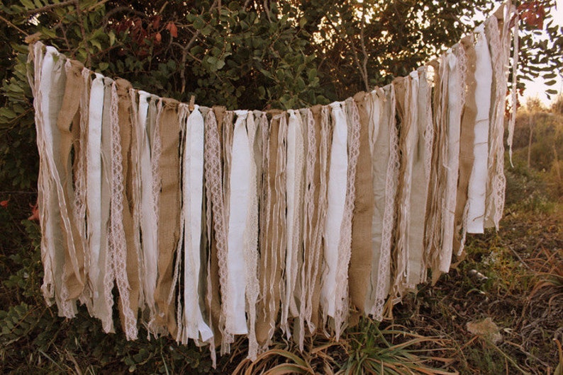 SALE Wedding Garland Vintage Lace Valance Anthropologie Inspired reception Lace Garland Fabric Bunting Rustic Wedding Decor bunting image 2