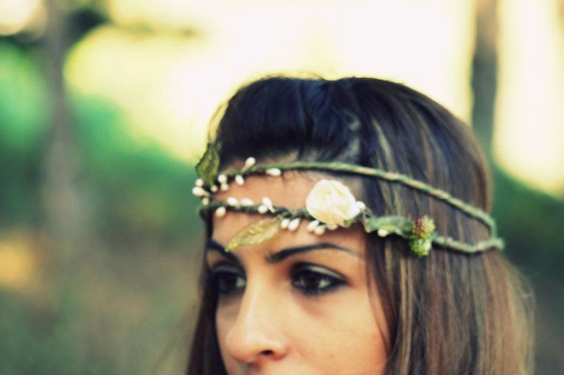ARIA Whimsical double woodland Crown Amazonian Head Wreath, headpiece, headband, tiara, crown, halo image 4