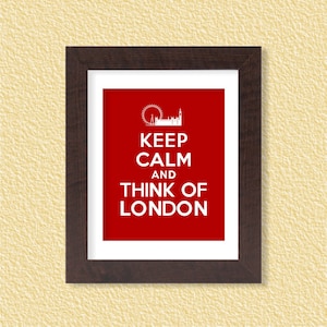 Restez calme et pensez à London Red Jubilee Weekend Téléchargement instantané Art Decor 8x10 Big Ben London Eye Digital Printable Poster Typography