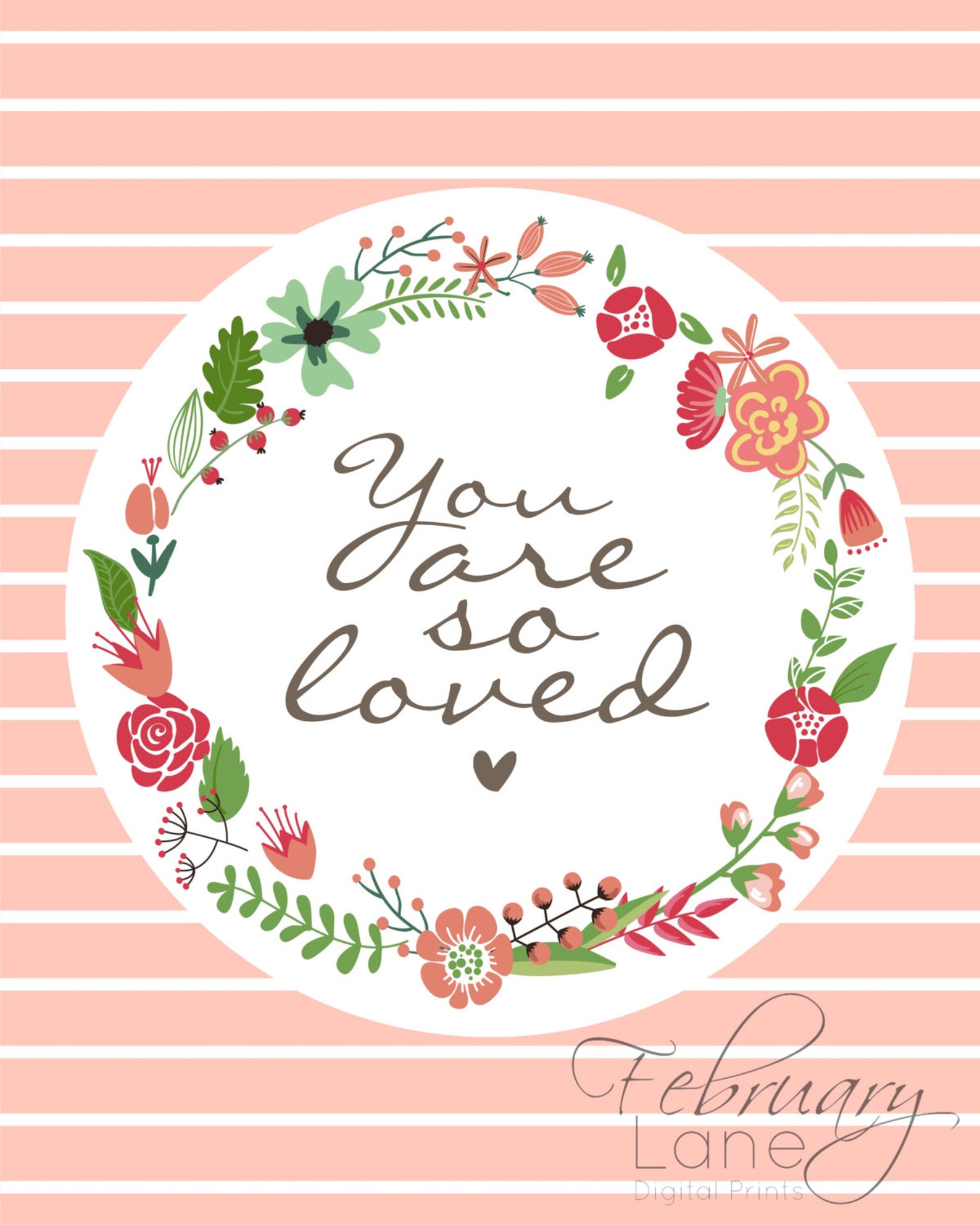 You Are so Loved Wall Art Printable Peachy Pink 8x10 Etsy