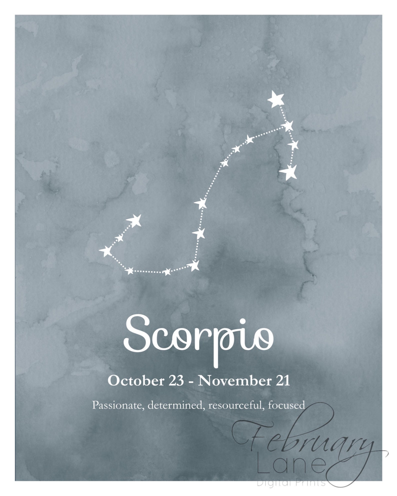 Scorpio Zodiac Constellation Wall Art Printable 8x10 Instant - Etsy