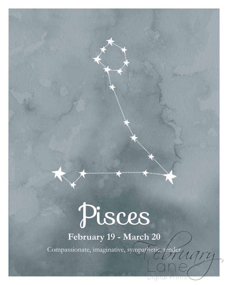Pisces Zodiac Constellation Wall Art Printable 8x10 Instant Etsy UK