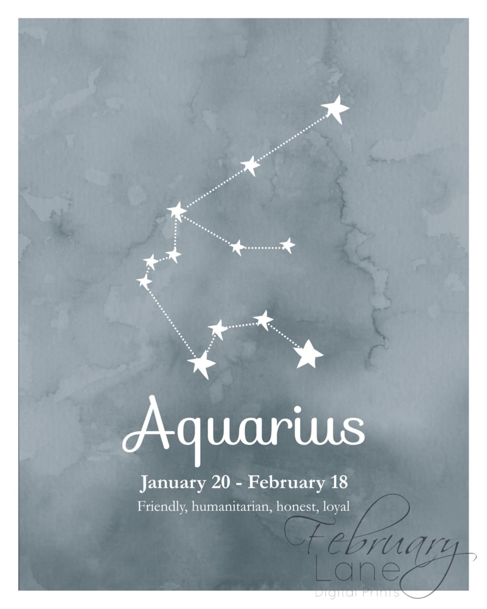 Aquarius Zodiac Constellation Wall Art Printable 8x10 Instant | Etsy