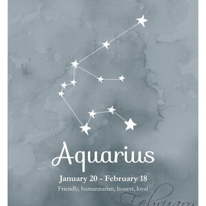 Aquarius Zodiac Constellation Wall Art Printable 8x10 Instant Download ...