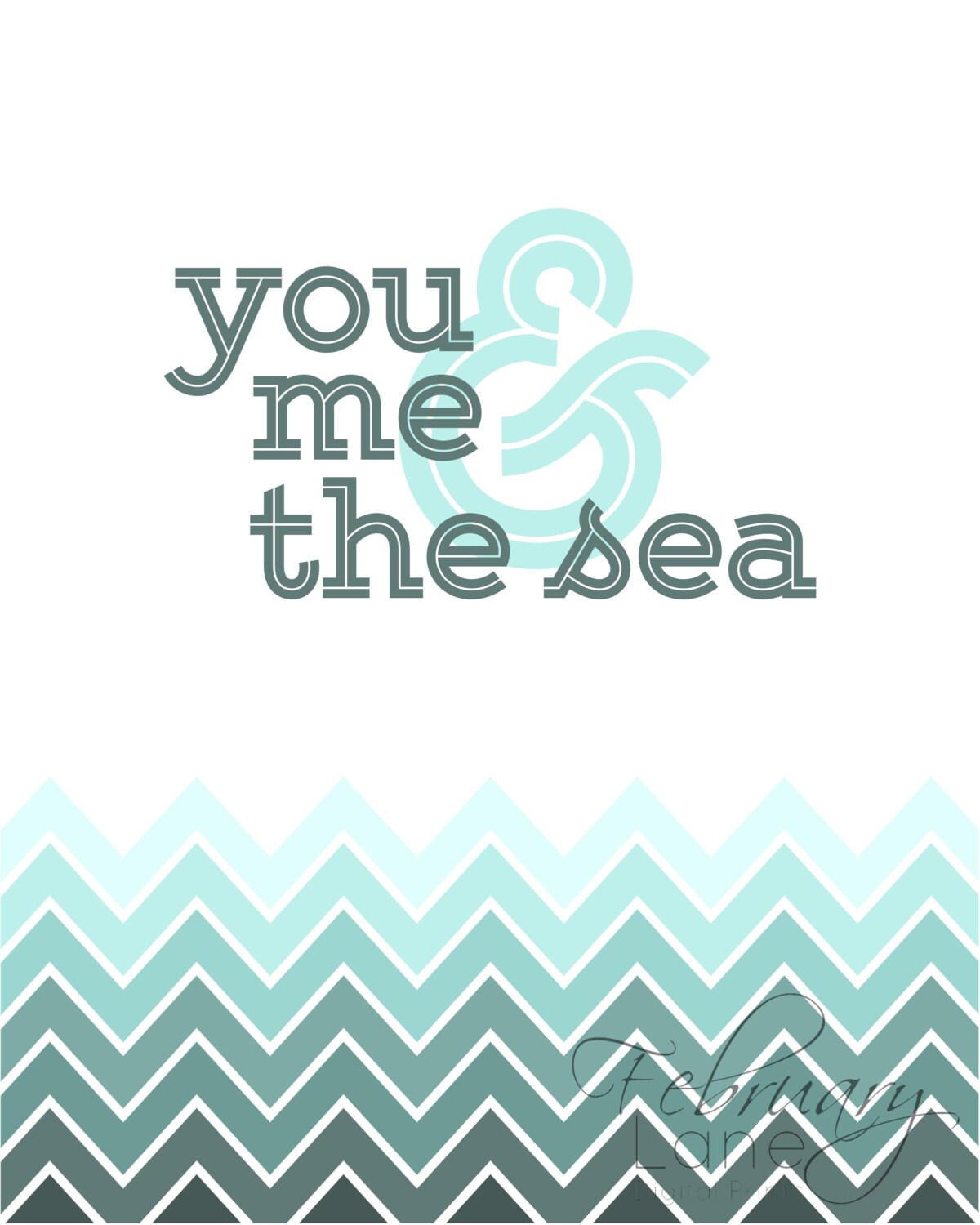 You Me and the Sea Wall Art Printable 8x10 Beach Ocean Etsy