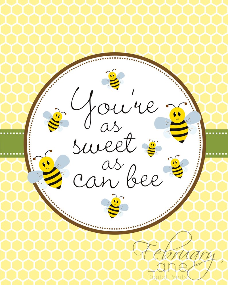 Bumble Bee Baby Name Nursery Printable 8x10 Bee Yellow Etsy