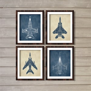 Airplanes (Set of 4) 8x10- Cream Navy Vintage Planes Nursery Boys Room Decor Transportation Aviation Instant Download Digital Printable Art