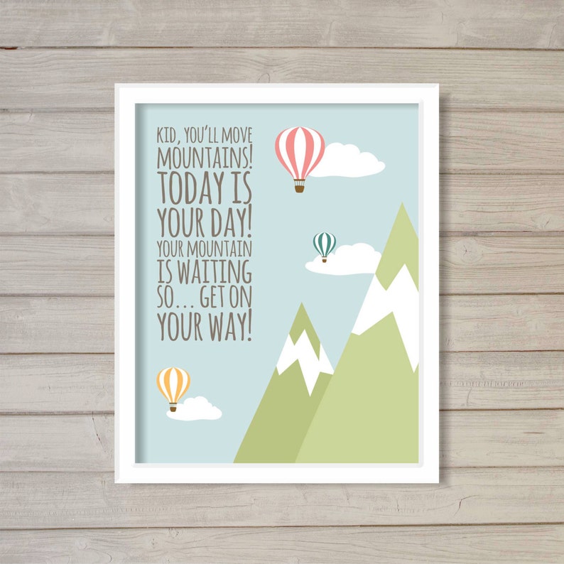 Kid You'll Move Mountains Nursery Wall Art Printable 8x10 - Etsy