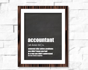 Accountant Definition Dictionary Wall Art Printable -8x10- Instant Download Gift for Accountant, Tax Lawyer, Accounting Student Blackboard