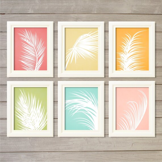 Palm Leaves Printable Wall Art Set of 6 Candy Colors 8x10 | Etsy