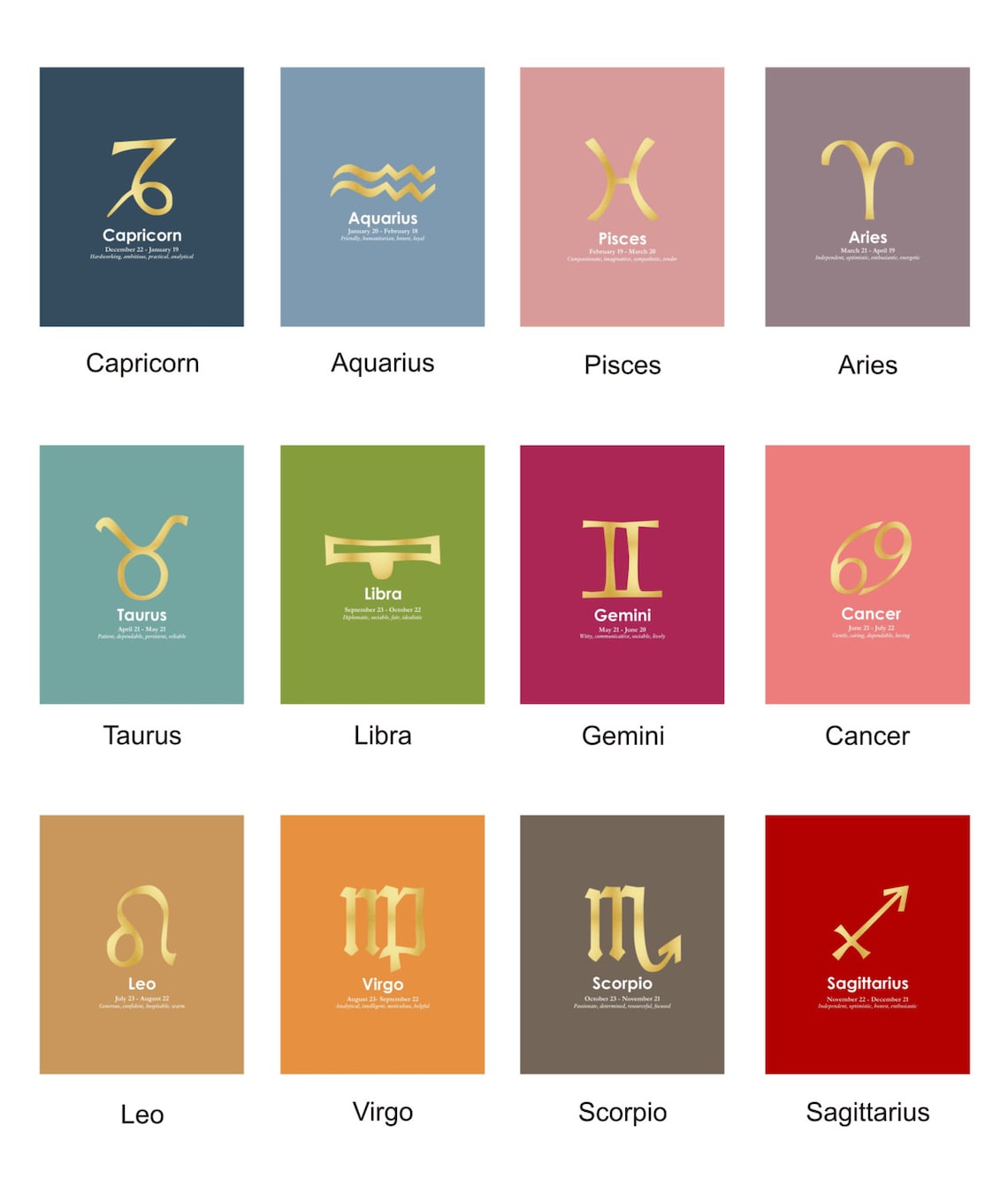 Leo Zodiac Horoscope Instant Download Printable Faux Gold Foil | Etsy