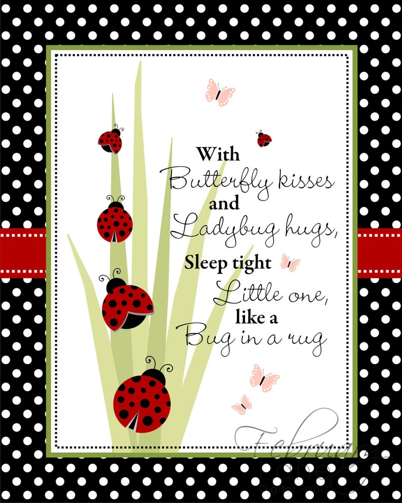 ladybug baby name nursery printable 8x10 ladybird red etsy
