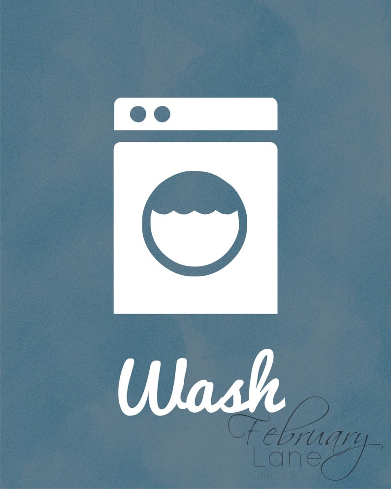 Laundry Room Wall Art Printable 8x10 Blue Faux Watercolor Etsy