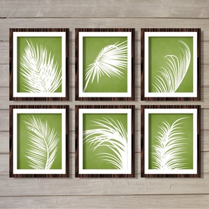 Palm Leaves Wall Art Printable - Set of 6 - 8x10 - Tree, Botanical, Nature, Green, Instant Download Printable Home, Living Room, Decor