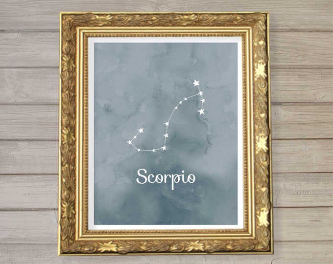 Scorpio Zodiac Constellation Wall Art Printable 8x10 Instant - Etsy