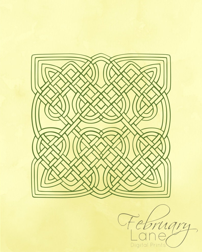 Celtic Knot Design Printable Wall Art Green &amp; Cream Set of - Etsy